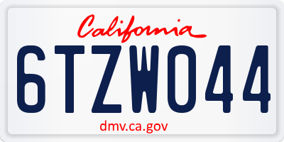 CA license plate 6TZW044