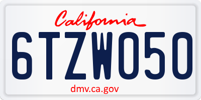 CA license plate 6TZW050