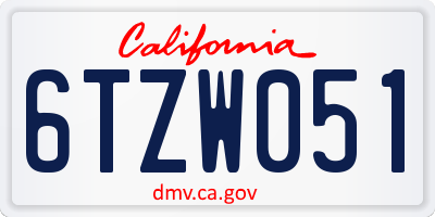 CA license plate 6TZW051