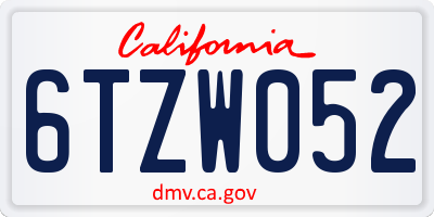 CA license plate 6TZW052