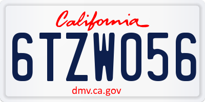 CA license plate 6TZW056