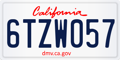 CA license plate 6TZW057