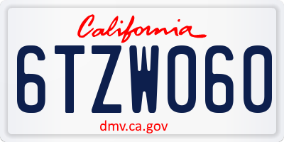 CA license plate 6TZW060