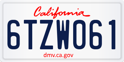 CA license plate 6TZW061
