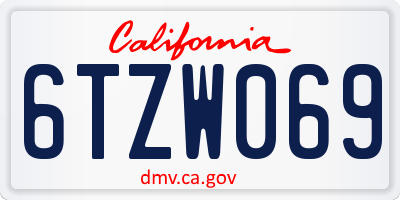 CA license plate 6TZW069