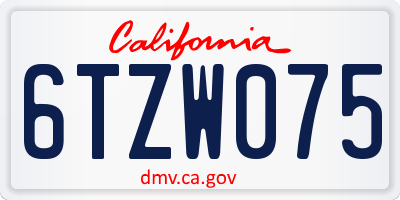 CA license plate 6TZW075