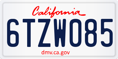 CA license plate 6TZW085