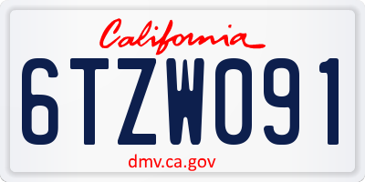 CA license plate 6TZW091