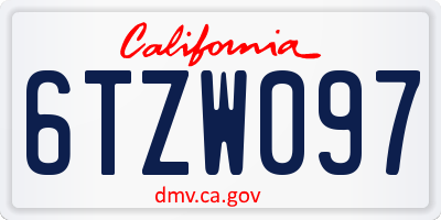 CA license plate 6TZW097