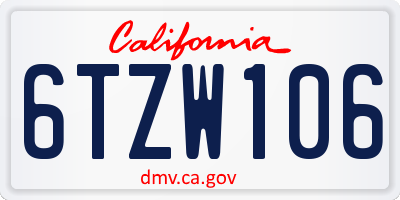 CA license plate 6TZW106