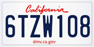 CA license plate 6TZW108