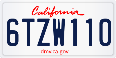CA license plate 6TZW110