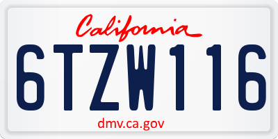 CA license plate 6TZW116