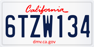 CA license plate 6TZW134