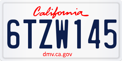 CA license plate 6TZW145