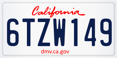 CA license plate 6TZW149