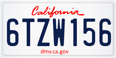 CA license plate 6TZW156