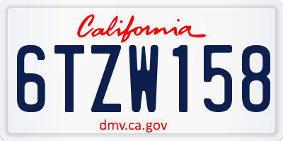 CA license plate 6TZW158