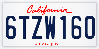 CA license plate 6TZW160