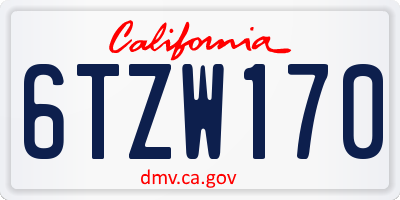 CA license plate 6TZW170
