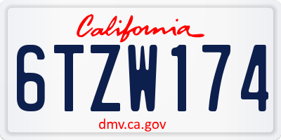 CA license plate 6TZW174