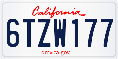 CA license plate 6TZW177