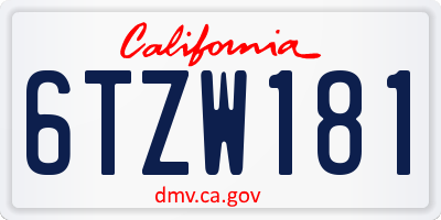 CA license plate 6TZW181