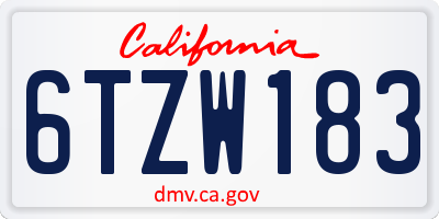 CA license plate 6TZW183