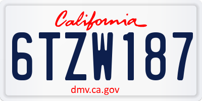 CA license plate 6TZW187