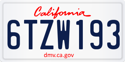 CA license plate 6TZW193