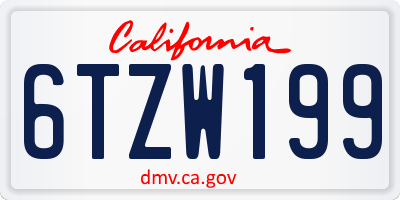 CA license plate 6TZW199