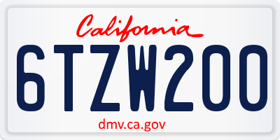CA license plate 6TZW200