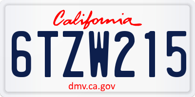CA license plate 6TZW215
