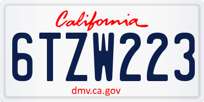 CA license plate 6TZW223