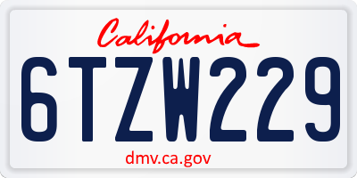 CA license plate 6TZW229