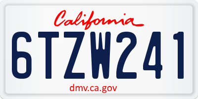 CA license plate 6TZW241