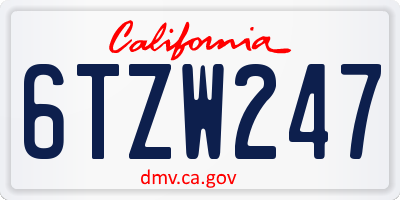 CA license plate 6TZW247