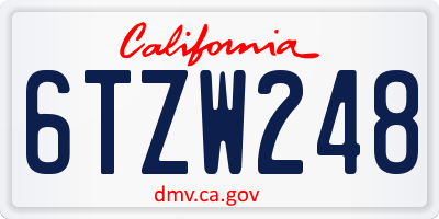 CA license plate 6TZW248