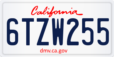 CA license plate 6TZW255