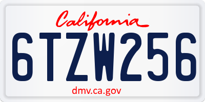 CA license plate 6TZW256