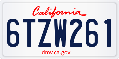 CA license plate 6TZW261