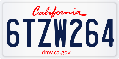 CA license plate 6TZW264