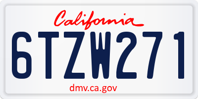 CA license plate 6TZW271