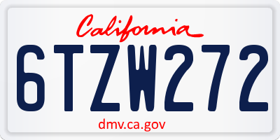 CA license plate 6TZW272