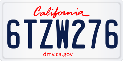 CA license plate 6TZW276