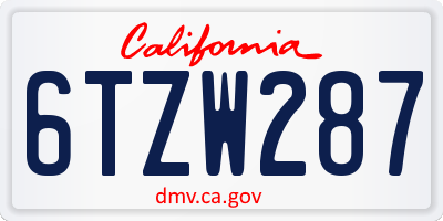 CA license plate 6TZW287