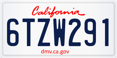 CA license plate 6TZW291