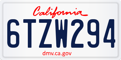 CA license plate 6TZW294