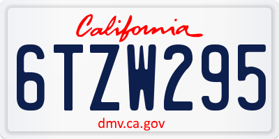 CA license plate 6TZW295