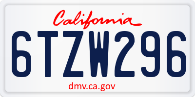 CA license plate 6TZW296